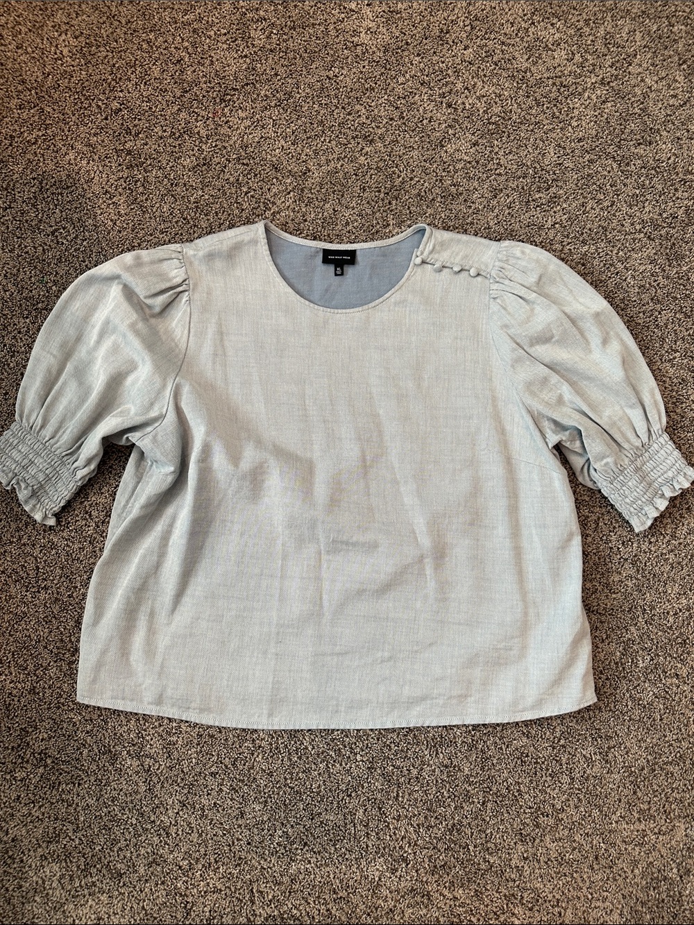 Who What Wear Light Blue Puff Sleeve Blouse Size XL